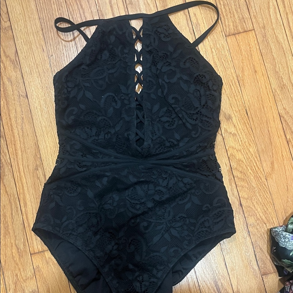 Profile By Gottex Black Lace One Piece Swimsuit